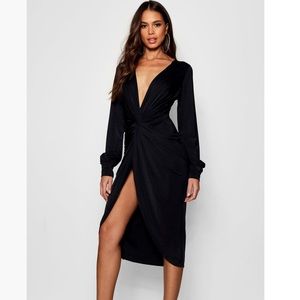 Tall Olivia Wrap Front Slinky Midi Dress